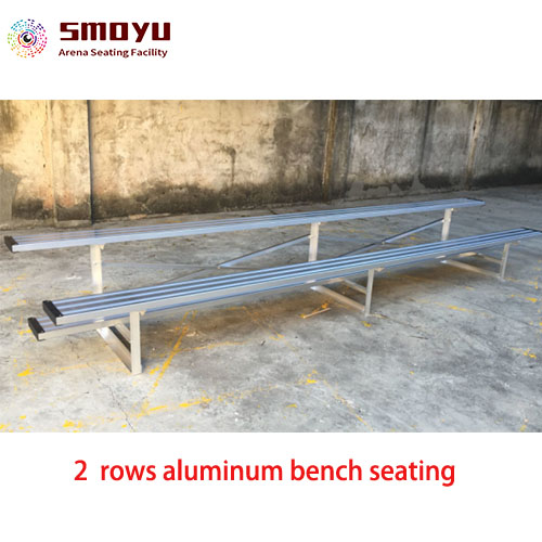 Two Rows <a href=https://www.arena-seating.com/2-5-rows-Aluminum-bleacher-Back-protect-Tip-and-roll-outdoor-support-frame-stucture-p.html target='_blank'>Aluminum bleacher</a>s