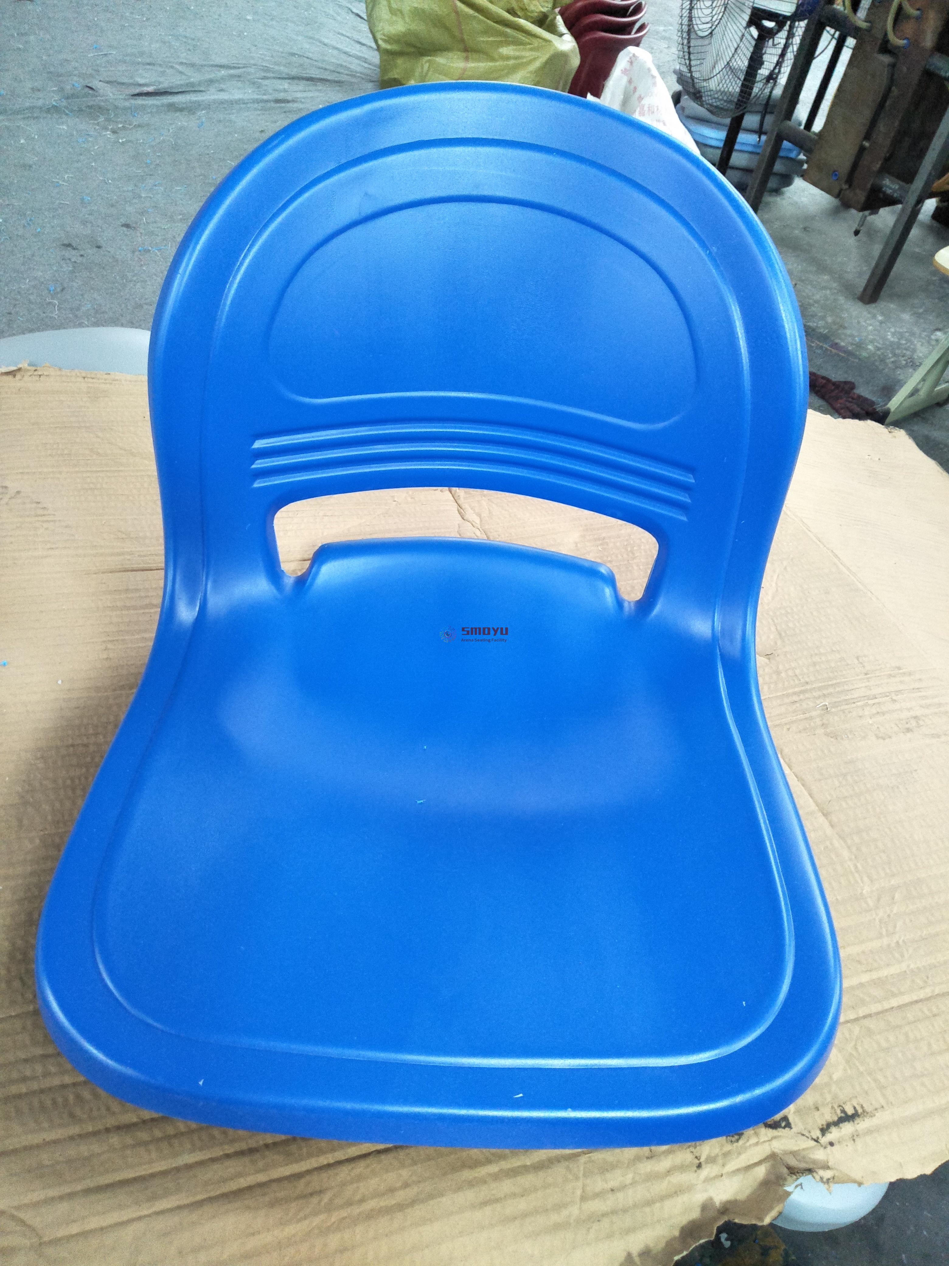 stadium seating chair with back in blue color from our warehouse before packaging and shipment