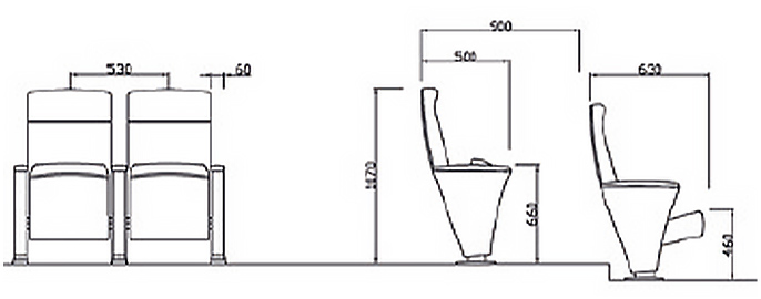 Lecture Theatre seat dimension