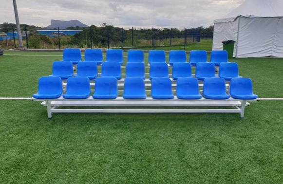 2-5 row aluminum bleachers with back support
