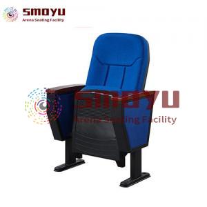 Blue Theater Chairs with plastic frame and steel legs fixed install Cenima seating rows 